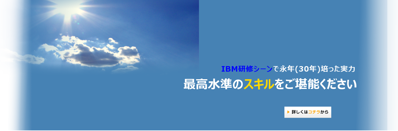 顧客研修　IBM研修シーンで永年(30年)培った実力　最高水準のスキルをご堪能ください